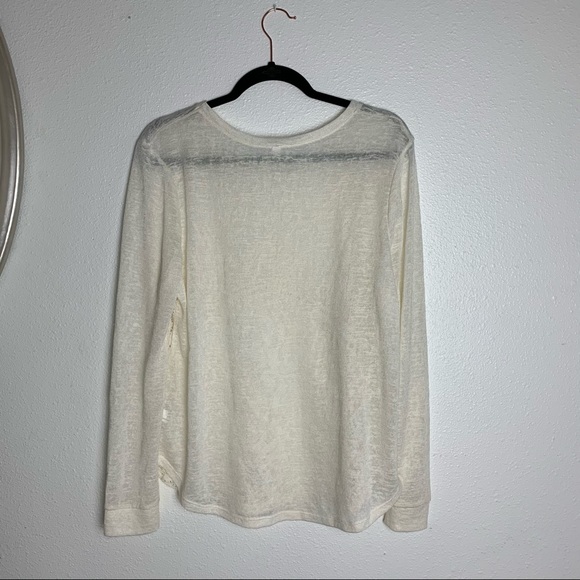 Lace long sleeve tee shirt off white boho top large XL Medium - Picture 4 of 4